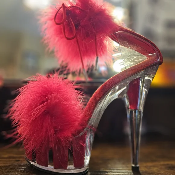 Never Worn Feathered Pleaser boots - Picture 5 of 11